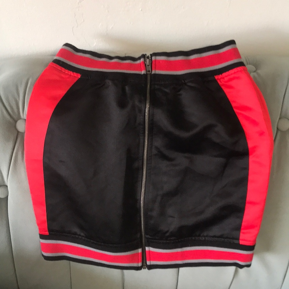 Red and black jersey skirt from LF.